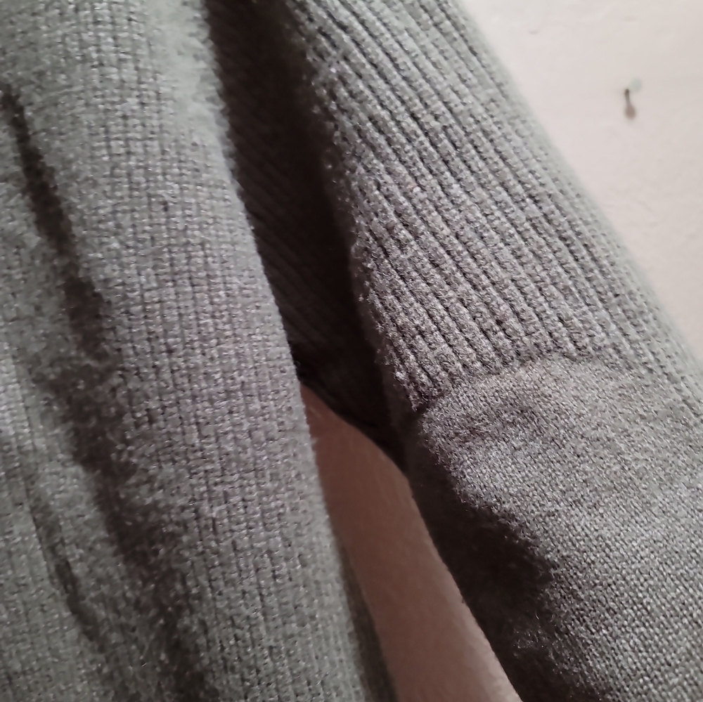 L.L. Bean Merino Lambswool Heavy Sweater Large Tall Green Quarter Zip - Picture 8 of 8
